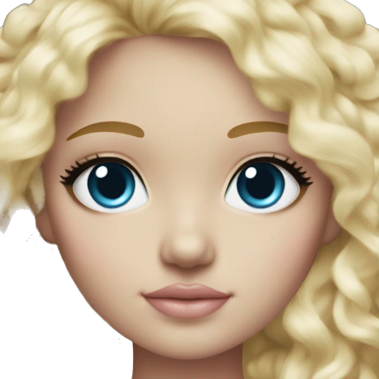 ocean blue doll eyes, blonde hair, feminine, pink, girl, angelic emoji