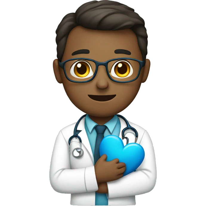 Doctor holding a blue heart  emoji