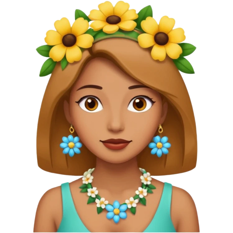 woman with a flower necklace emoji