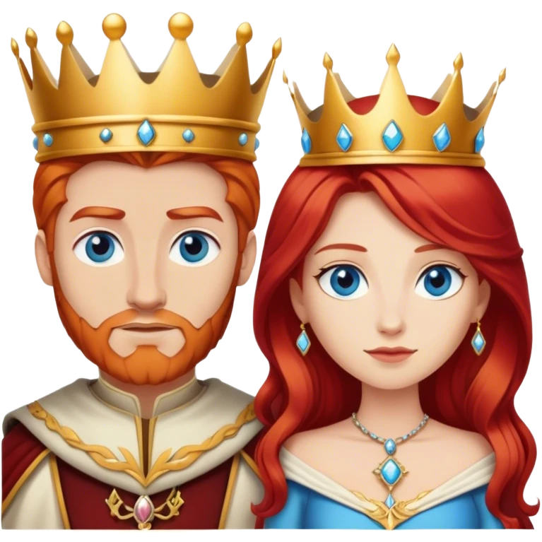 Red hair king, blonde queen, blue eyes emoji