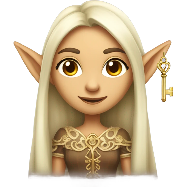 an elf woman login holding a big key emoji