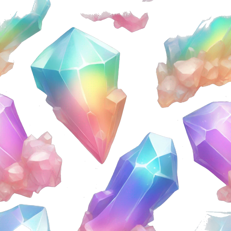 Pastel iridescent rainbow crystal clusters emoji