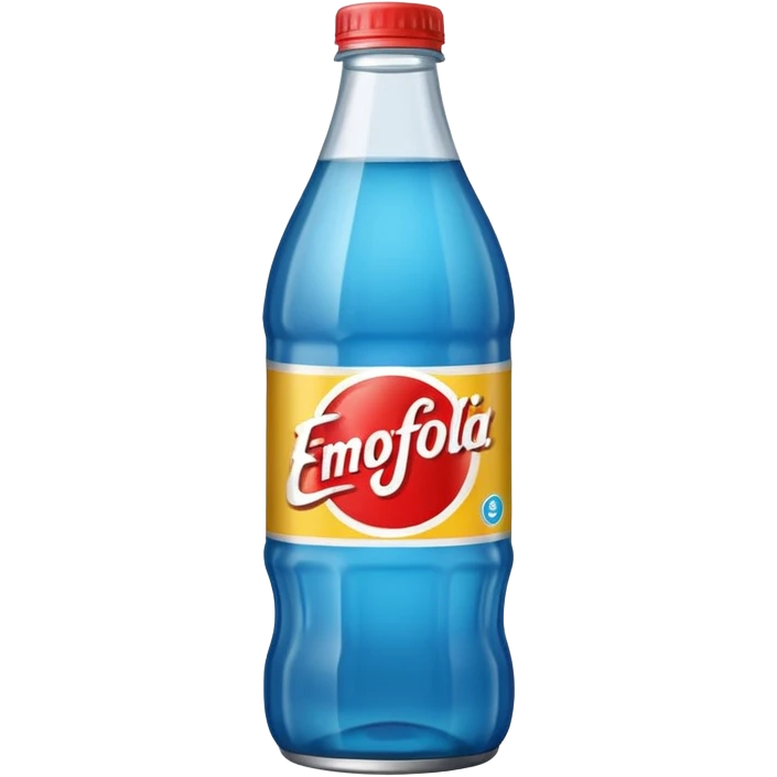 A soda called hraj and soda juice color black and the paper saying hraj is blue a bottle emoji