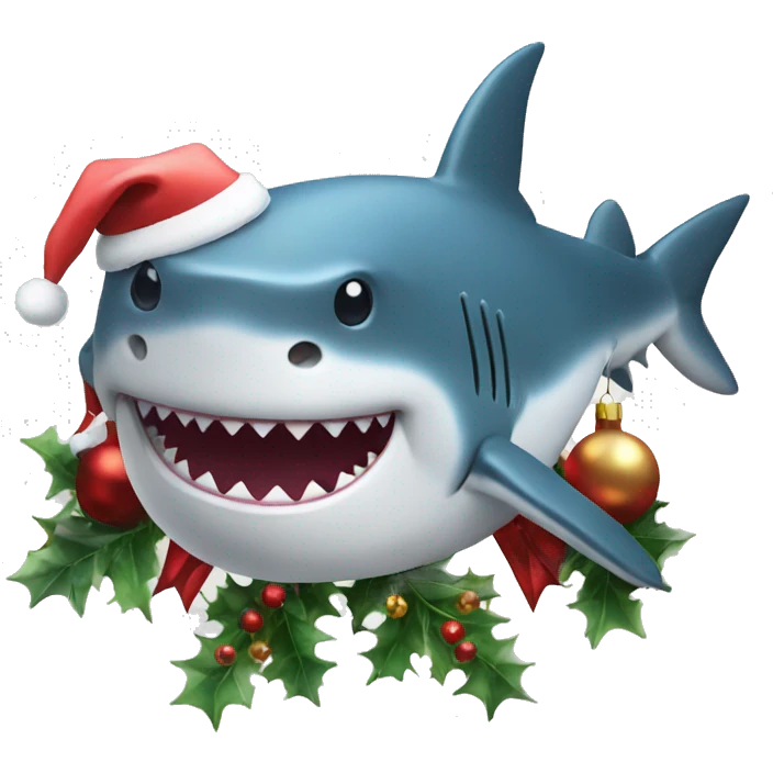Shark with Christmas vibe emoji