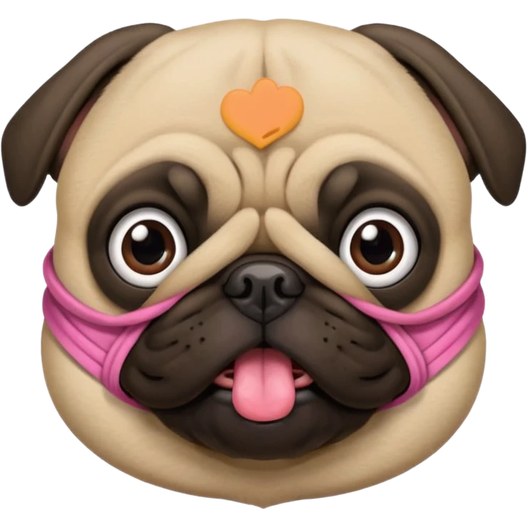 Pug  com um laço rosa na  cabeça emoji