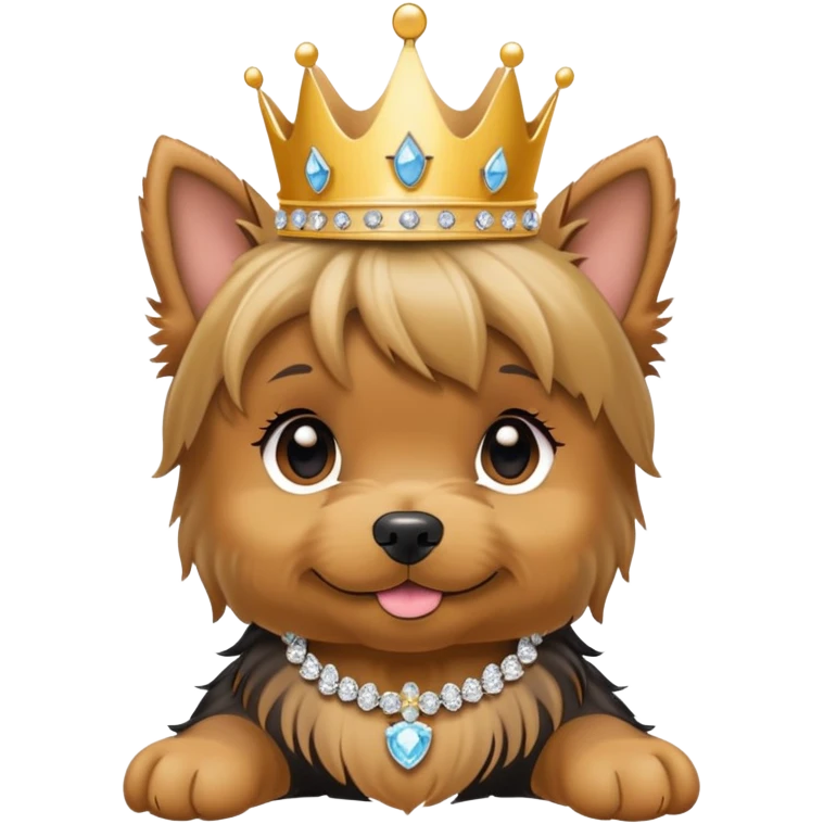 Yorkie pup with bling necklace and princess crown  emoji