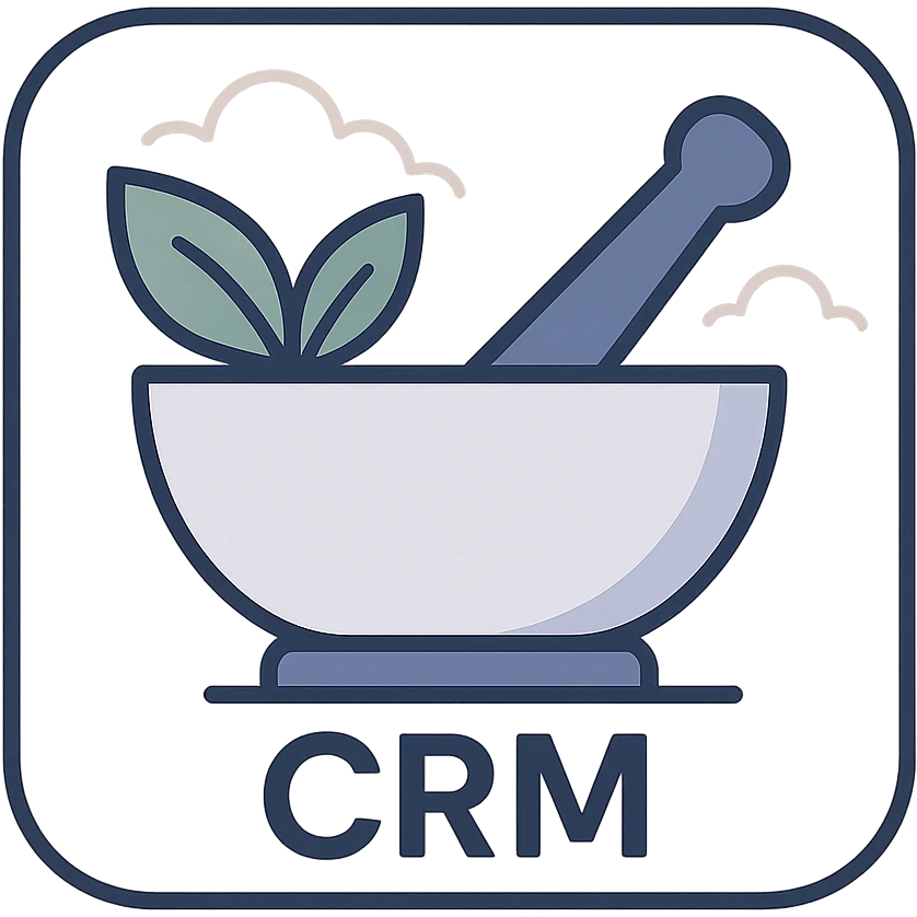 macOS application icon for a CRM app focused on herbal therapy, featuring a stylized green leaf and mortar and pestle, modern and clean, suitable for a desktop dock, soft gradients, minimal text, professional look emoji