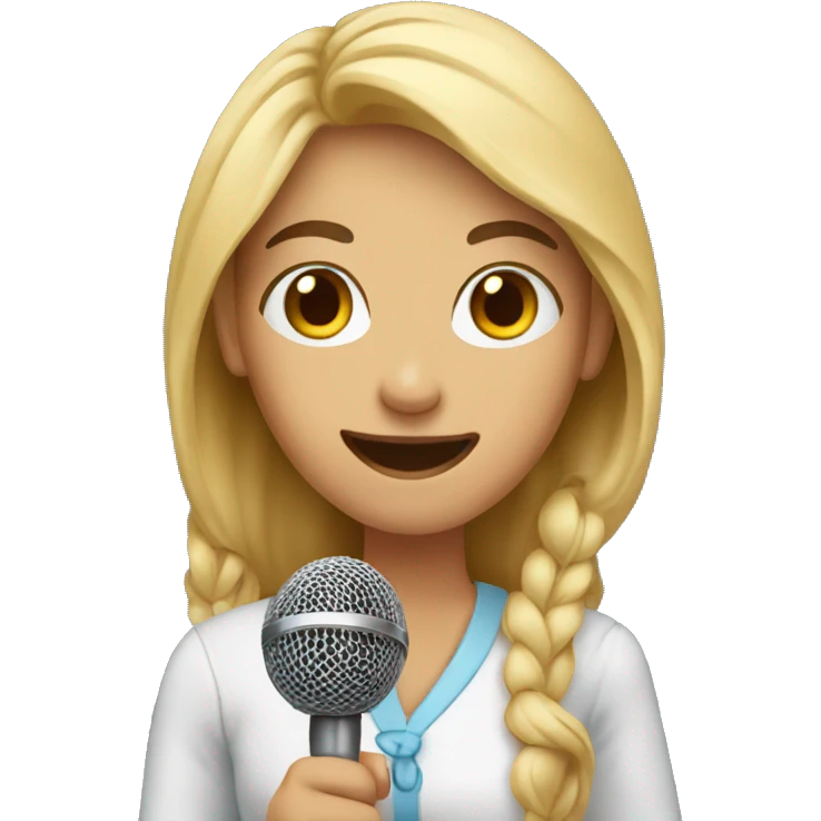 A girlhost is holding a microphone. emoji