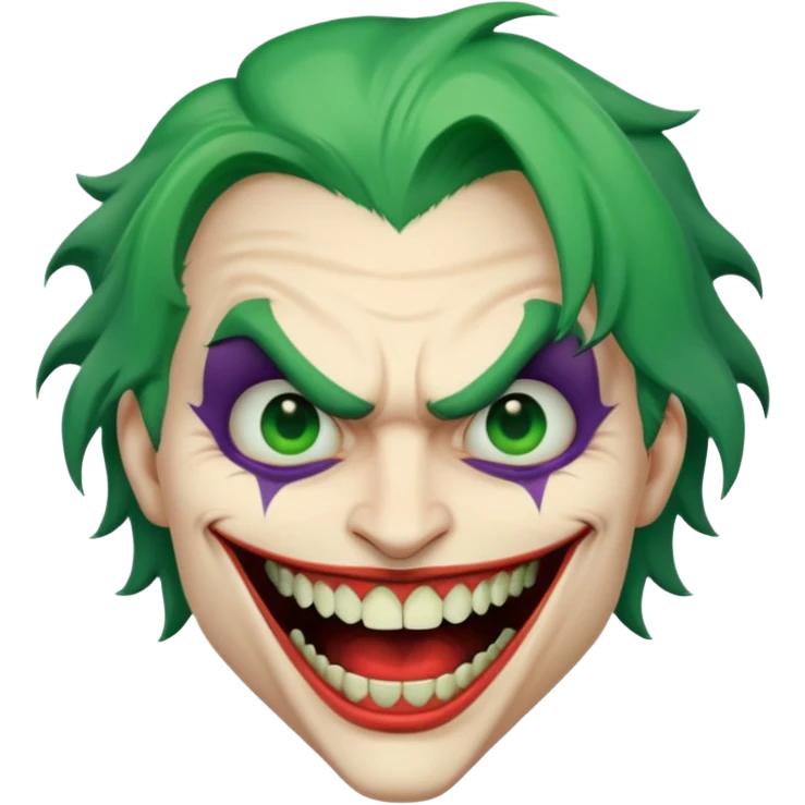 Joker face with big mouth, only one tooth emoji