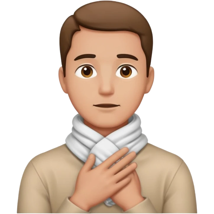 man with hands wrapped around neck emoji