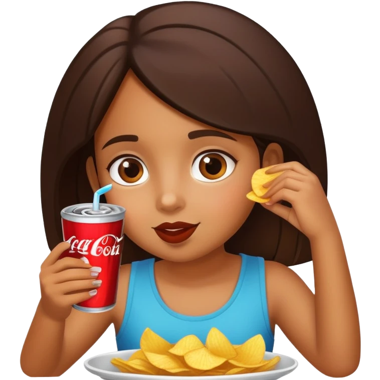 home brown girl with chips and cola  emoji