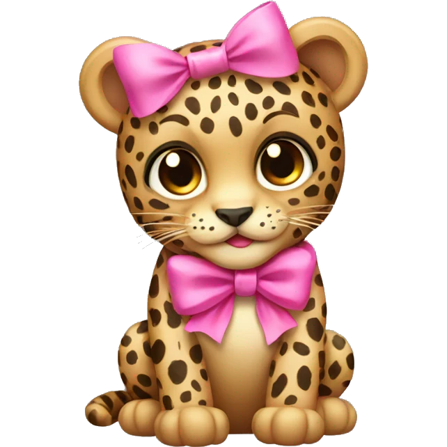 Leopard with pink bow  emoji