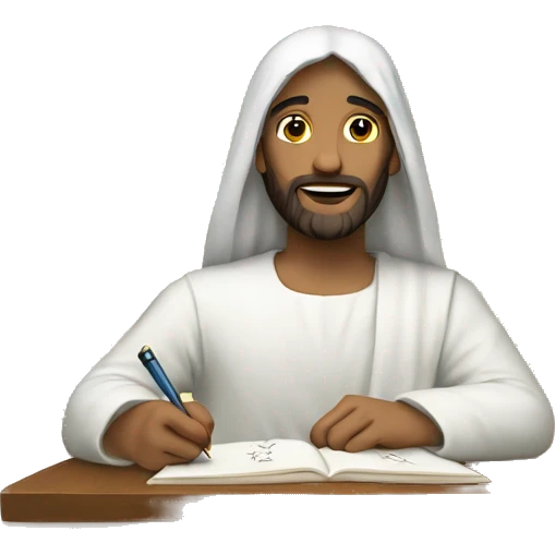 Jesus' writing with alhamdulillah emoji