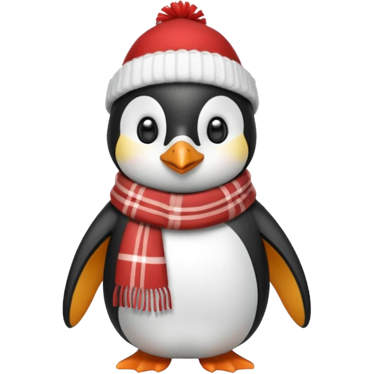 Winter penguin wearing winter clothes with winter background emoji