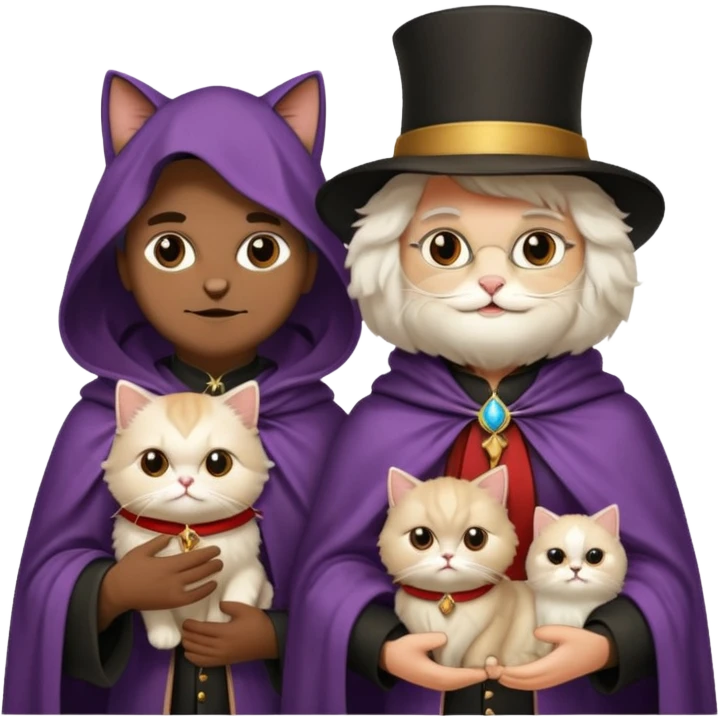 magician couple and their pet cat emoji