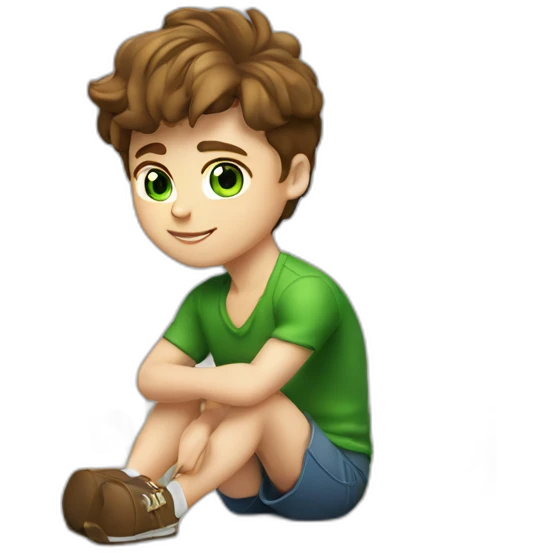Posh-muscle-boy-brown-hair-green-eyes-pearl-necklace-sitting-on-golden-cube emoji