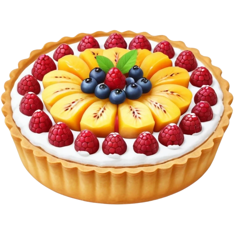 small round fruit tart with glossy filling, emoji