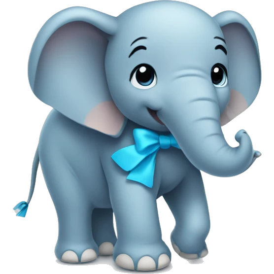 elephant with light blue bow emoji