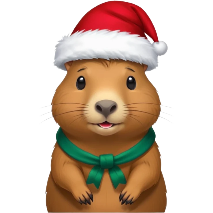 Capybara con gorrito de navidad con un montón de poses para paquete de sticker de WhatsApp  emoji