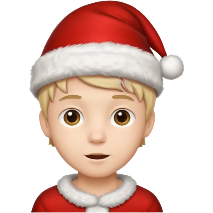 Christmas hat on a cute boy head emoji