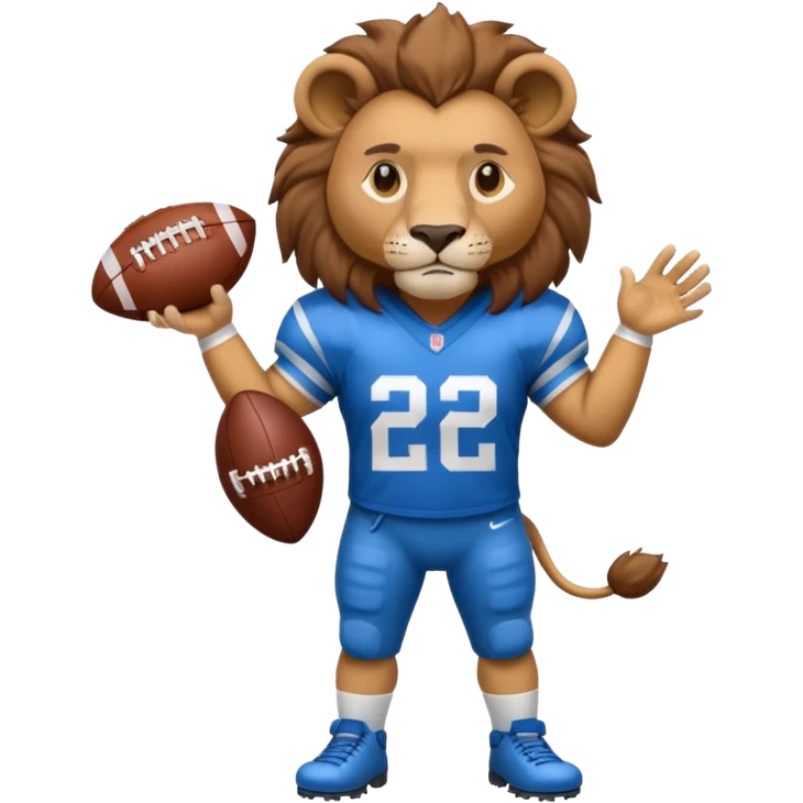 blue color lion wearing american football jersey emoji