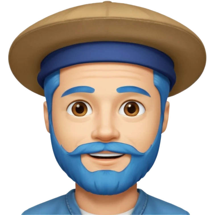 brad pitt, blue hair, hat, beard emoji