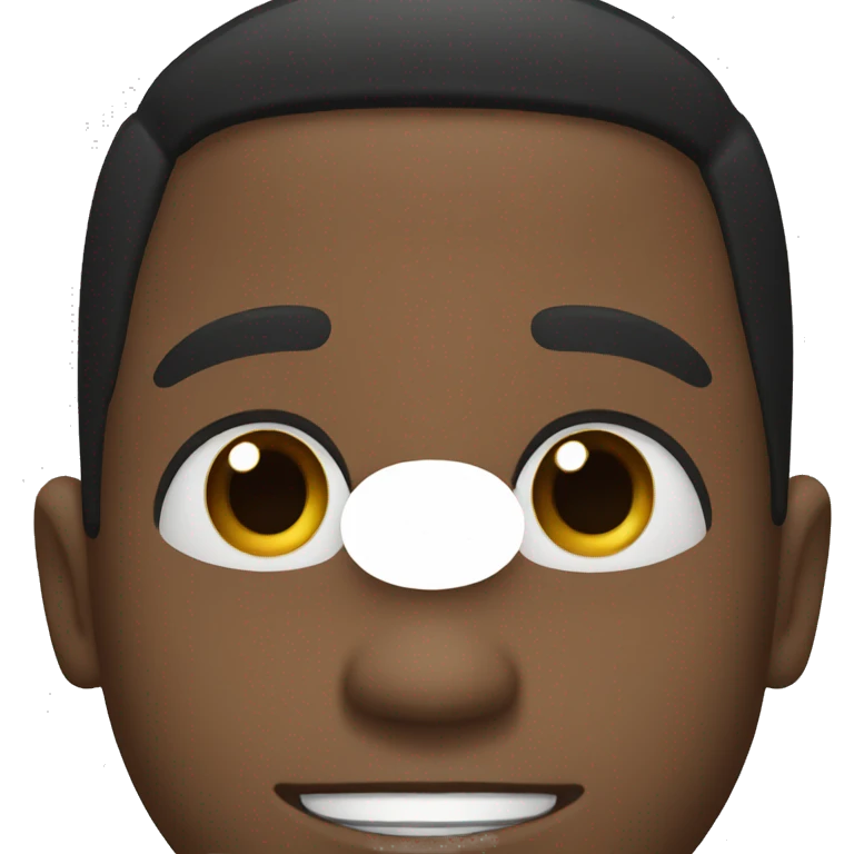 black male with short black hair, average sized nose, gap in front top two teeth emoji