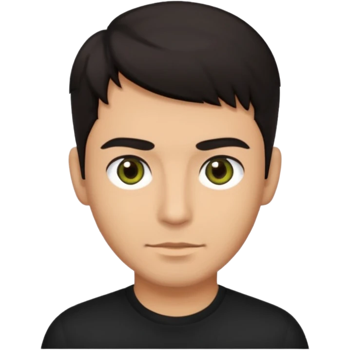 Chico de pelo oscuro piel aceitunada ojos oscuros y con camisa emoji