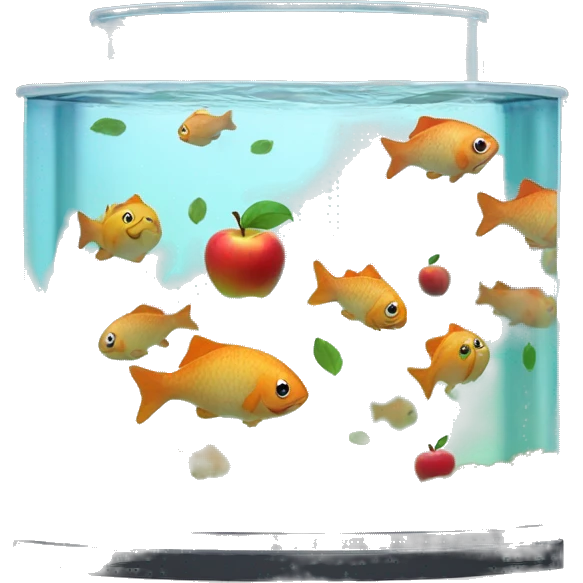 There are apples floating in the fish tank emoji