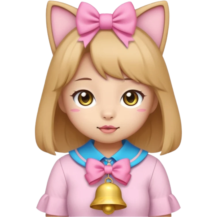 kawaii neko, cute outfit with bell emoji