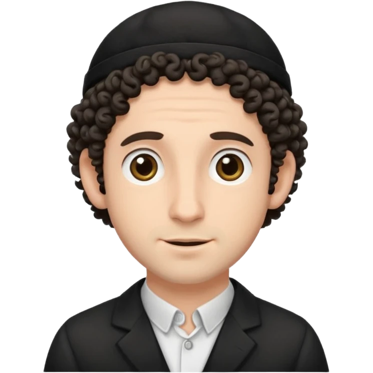 jewish man's face, wearing a tiny black kippah and 2 curly hair strands near the ears emoji