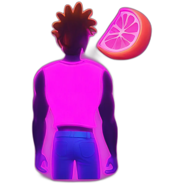 Juicy booty neon sign style man emoji