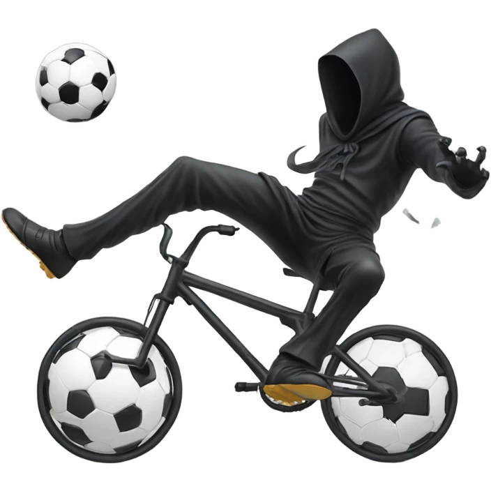 Grim reaper doing a bicycle kick with a soccer ball emoji
