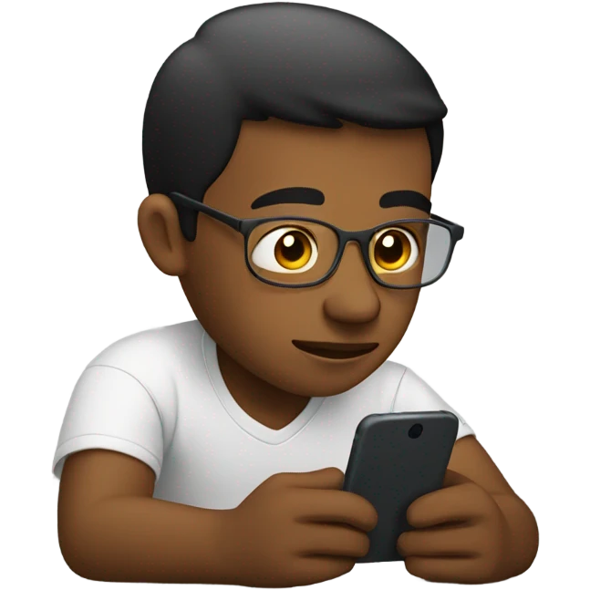 sitting boy with smartphone indoors emoji