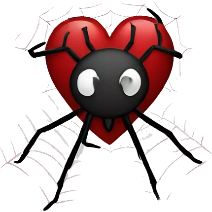 Dark red heart with spider webs around it emoji