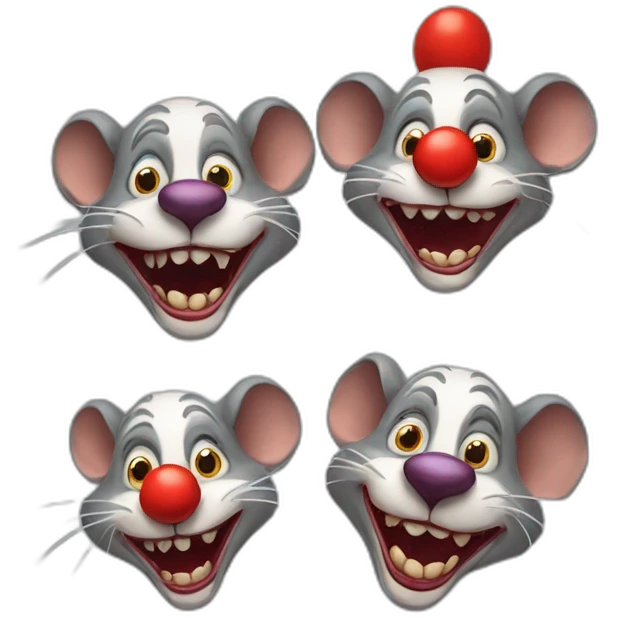 3 rats in the image of crazy clowns emoji