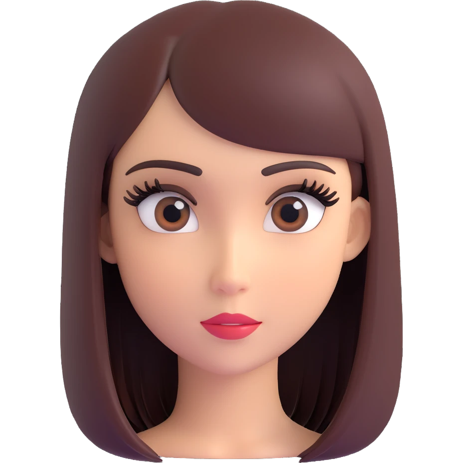 Morena, de cabello lacio y pestañas largas  emoji
