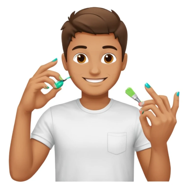 Zesty dude painting nails emoji