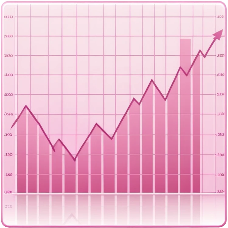 Soft pink forex chart line rising sharply, blurred grid, clean lighting emoji