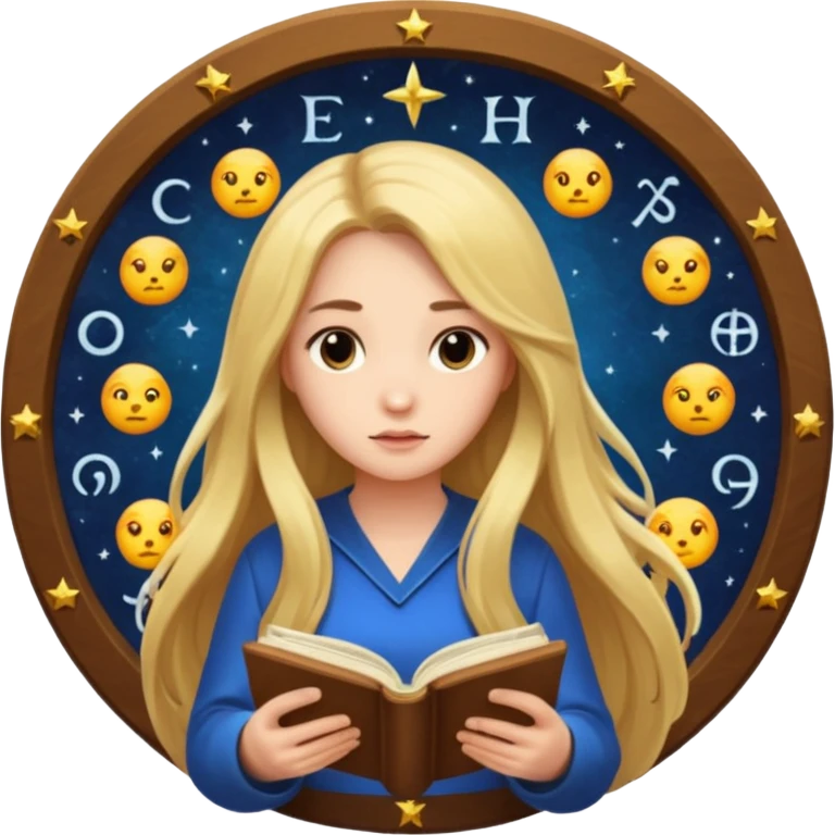 emoji of a girl with long hair reading a horoscope emoji