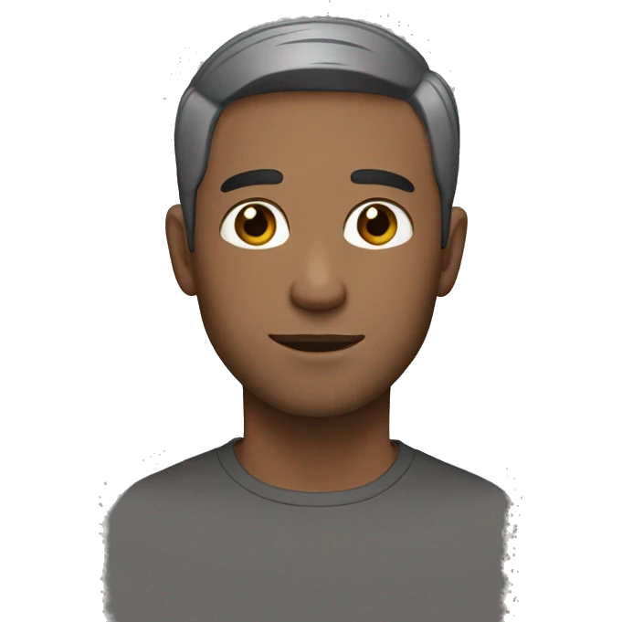 man, short brown straight hair with grey streaks, big nose, hazel eyes emoji