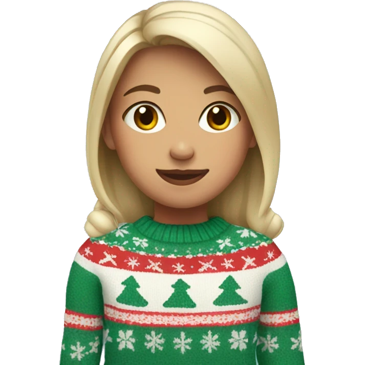 Girl in Christmas sweater emoji