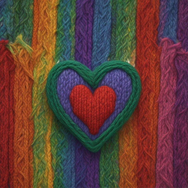 Rainbow knitted heart emoji