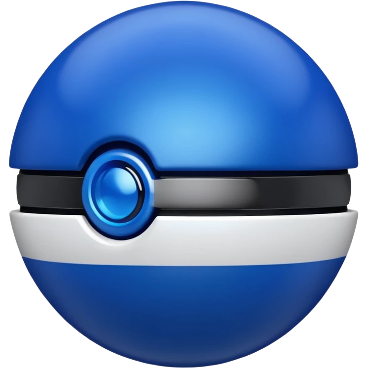 blue pokeball emoji, top half is a more saturated blue, bottom half is white, black stripe, with a metallic sheen emoji