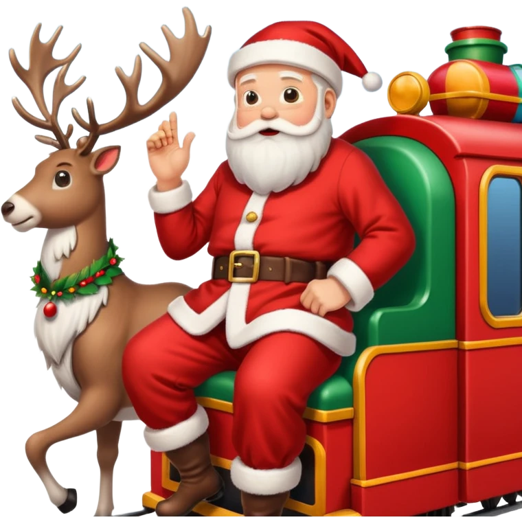 treno do papai noel com varias renas de natal com papai noel  emoji