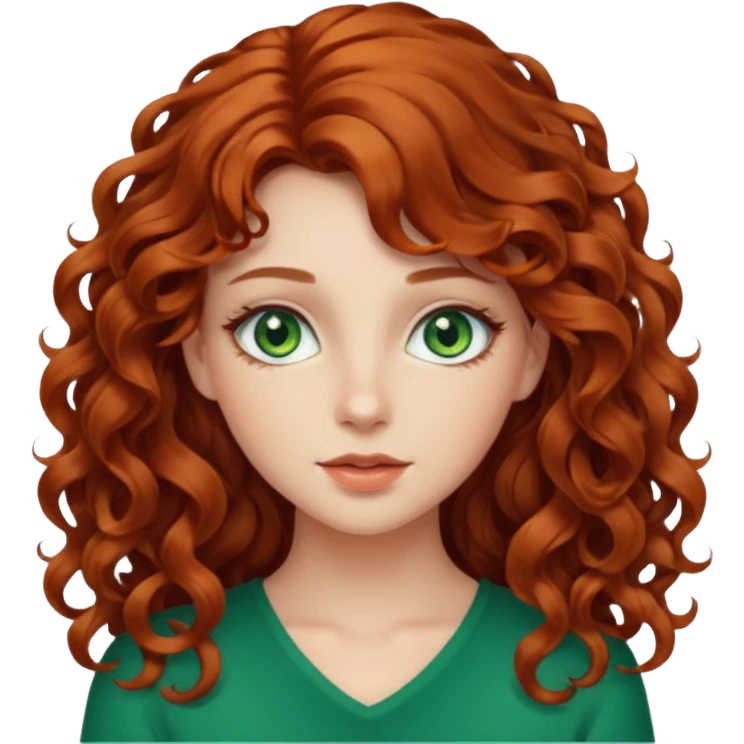  chica bonita de cabello largo rizado medio rojo emoji