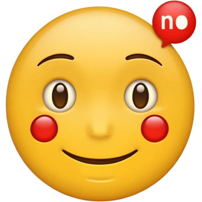 iPhone emoji with text message saying no not smiling and no red dots in dace but a text message emoji