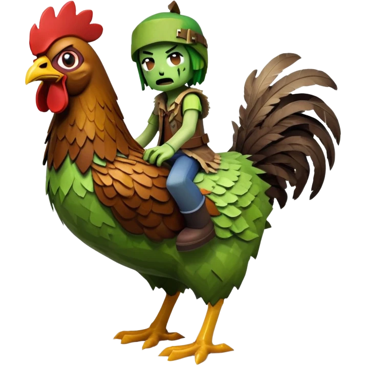 Minecraft zombie riding a chicken emoji