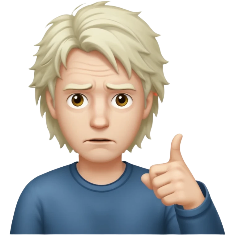 Weak man with disheveled hair pointing to his right emoji