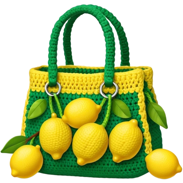 crocheted bag with lemons emoji